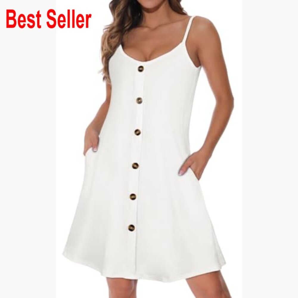 Spaghetti Strap Button Down Sundress With Pockets… - image 2